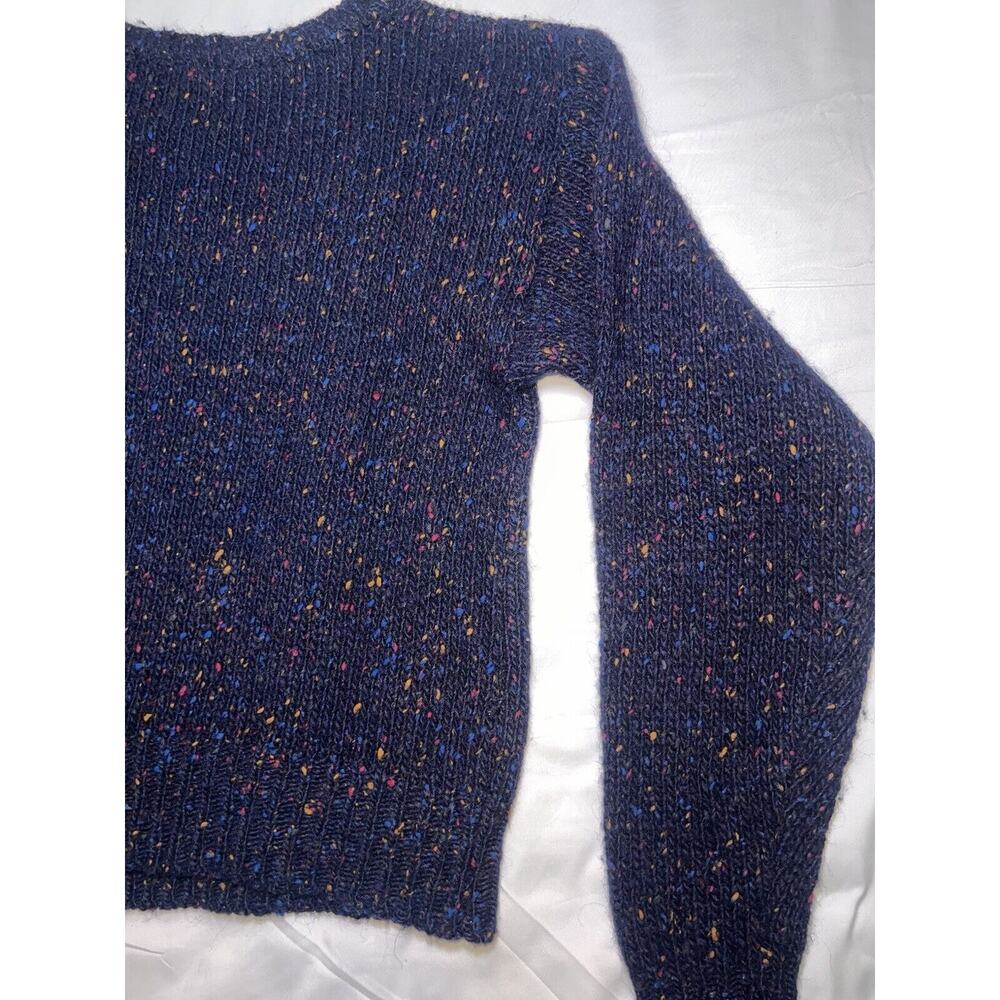 Geometric Rainbow Speckled Navy Blue Wool Sweater - Picture 15 of 15